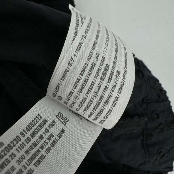 Abercrombie & Fitch Textured Cutwork Cotton Wide Leg Pull-On Pants Black Size XL - Picture 10 of 10